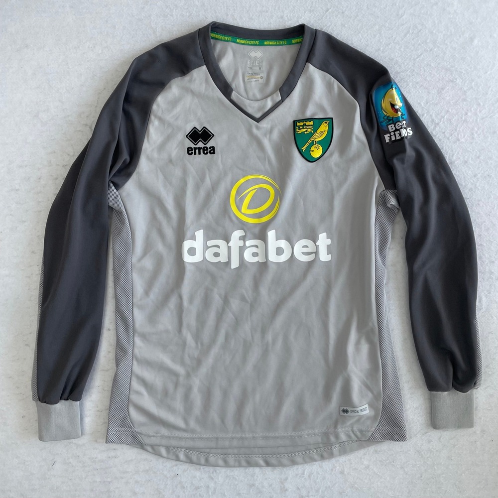 Errea Norwich City FC Soccer Jersey Small Gray Long Sleeve Dafabet Best Fiends
